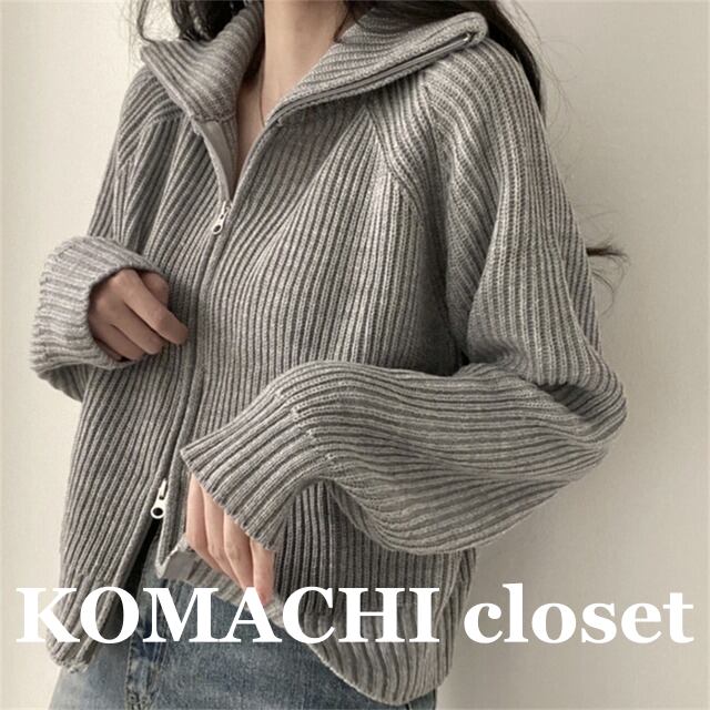 【送料無料】 ニット ジップアップセーター カーディガン Vネック 韓国 レディース オルチャン ポケット 大人可愛い 黒 白 ホワイト ブラック グレー ダークグレー シンプル カジュアル 袖リブ ウエストリブ ジッパー アクティブ ベーシック ナチュラル モノトーン かっこいい オトナ女子 大人女子 無地 秋 冬 休日 アウトドア 旅行 着回し 普段使い 重ね着 暖かい 防寒 体型カバー トレンド 流行 インスタ映え フリーサイズ ワンサイズ ゆったり 着回し 着やせ