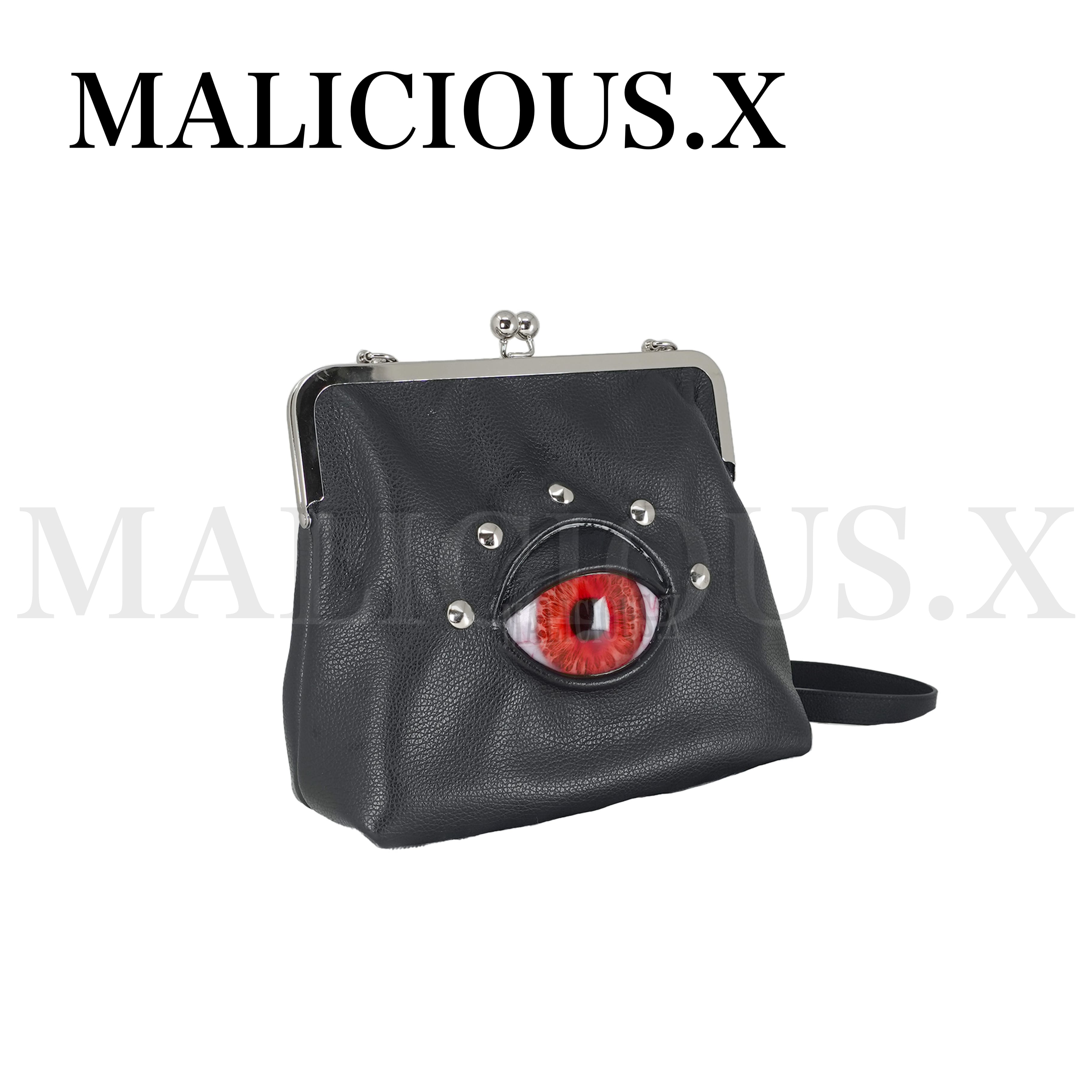 Eye metal clasp shoulder bag(L)Black/Red | MALICIOUS.X