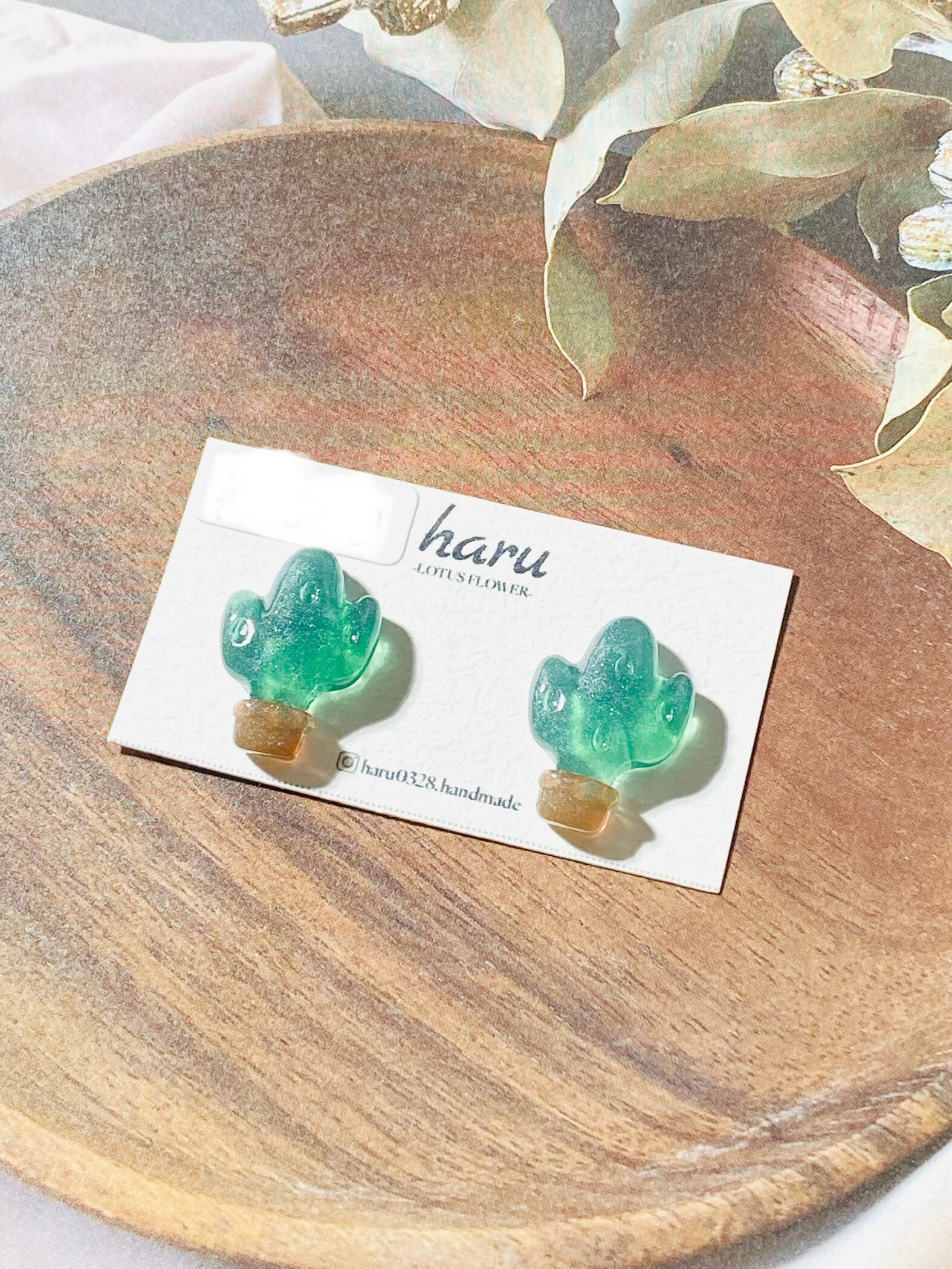 サボテン ピアスorイヤリング レジン レジンアクセサリー