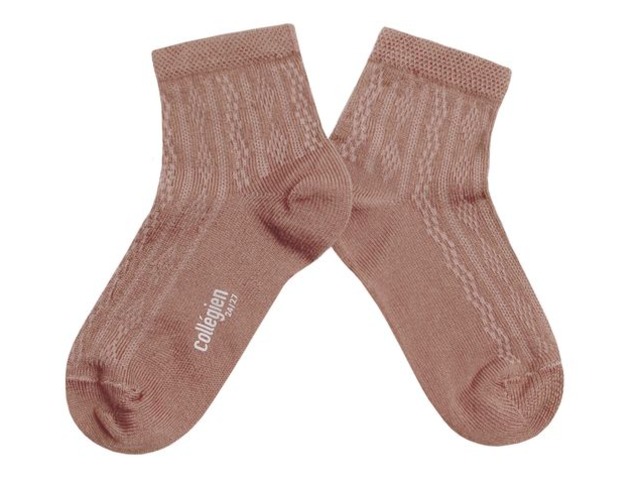 Collegien - Cyril Ribbed Ankle Socks with C Label / Aigue Marine