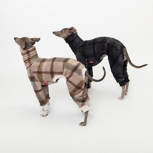 ビッグチェックボアロンパース　beige / イタグレ服