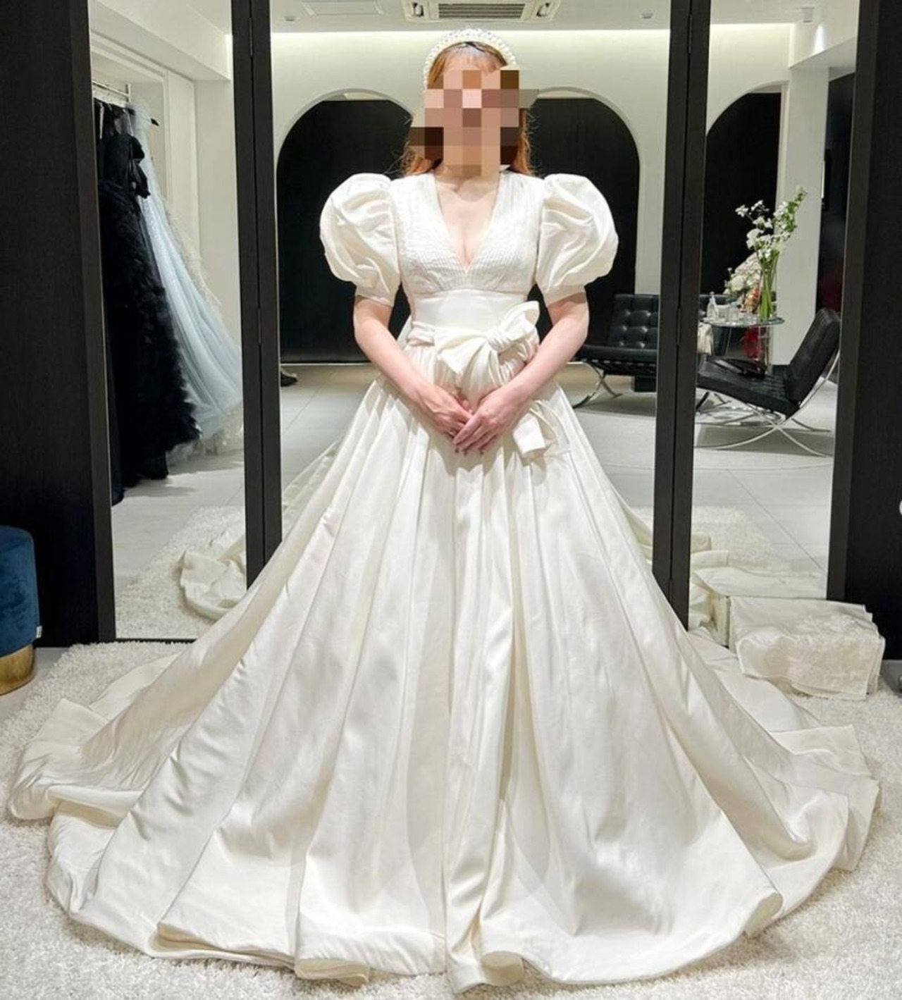 パーティードレス プリンセスライン Vネックドレス ベルト ファスナー  