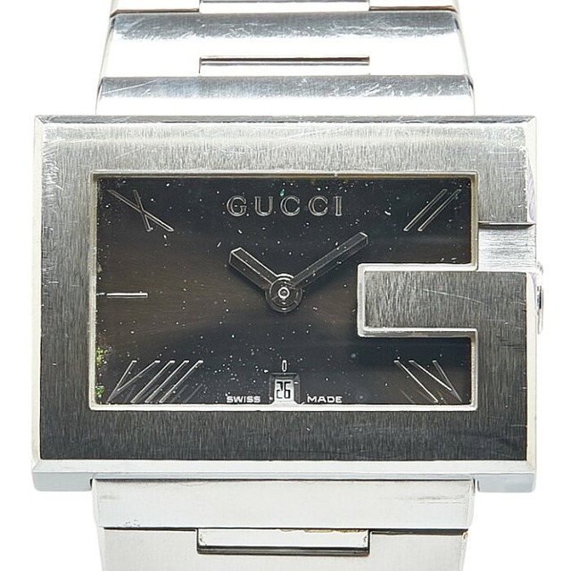 グッチ 腕時計 100M クオーツ ブラック文字盤 ステンレススチール メンズ GUCCI 【中古】