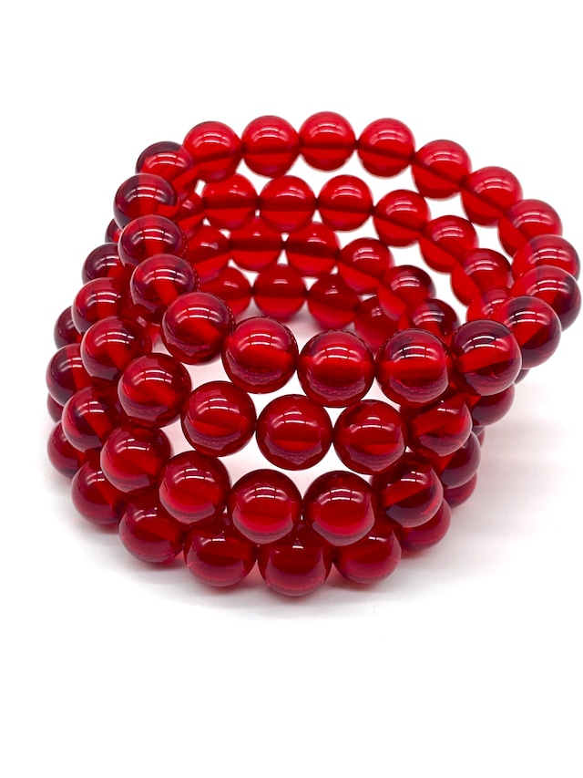 ◆ブレスレット◆ プレス アンバー(琥珀) レッド 約10mm