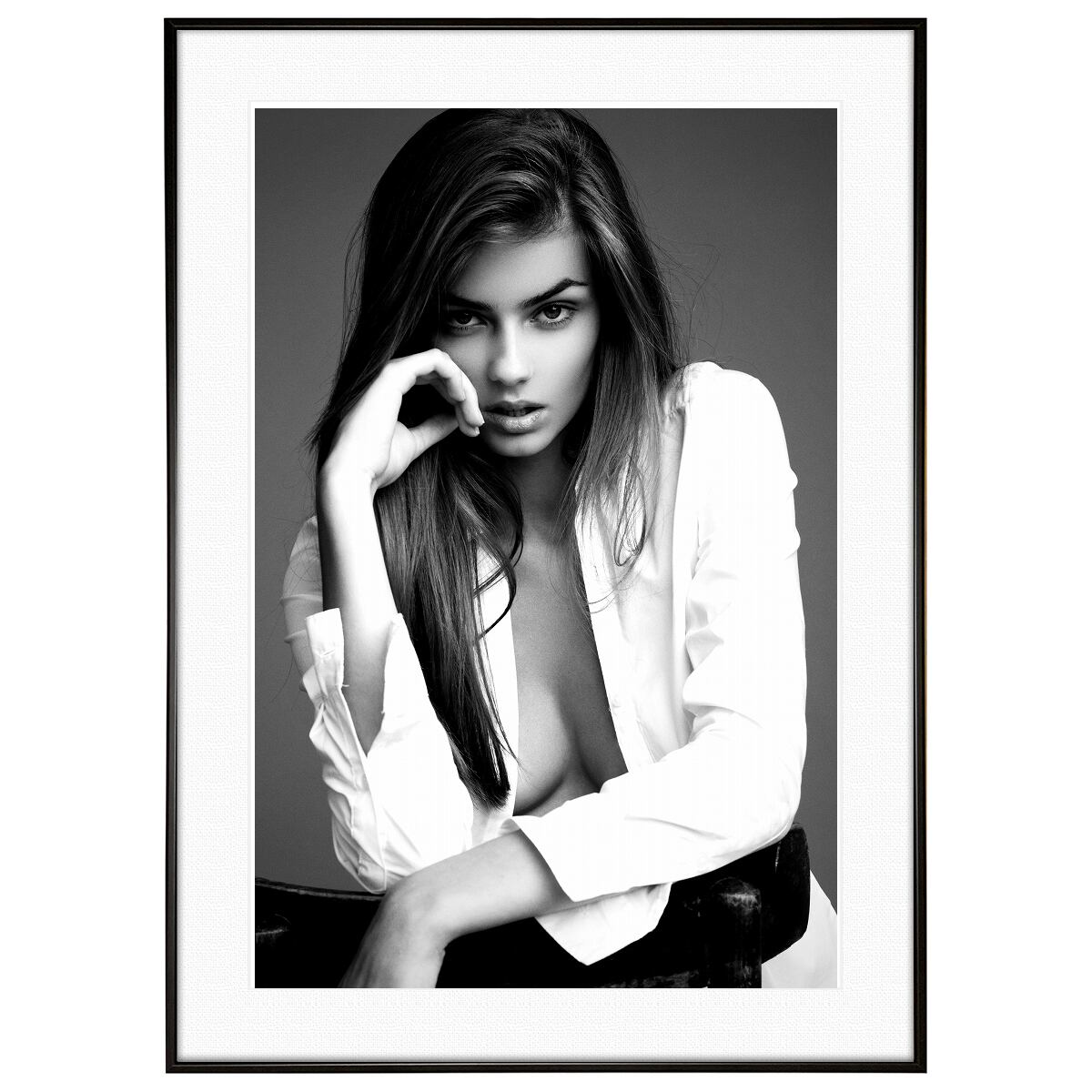 人物写真 ポーズをとる女性 インテリアモノクロアートポスター額装 AS2371