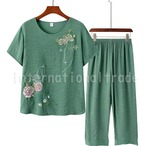 レディース服 花柄ルームウェア 半袖 ハーフパンツ おしゃれ 快適 軽量 夏 涼しい 女性用 部屋着 シンプル デザイン シニア向け 高齢者 大人 リラックス 夏用パジャマ 普段着 母の日 敬老の日　cw-a-5912