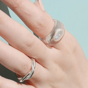 RING || 【通常商品】 ROUND SHAPED CLEAR RING (MOTHER OF PEARL) || 1 RING || CLEAR || FBA039
