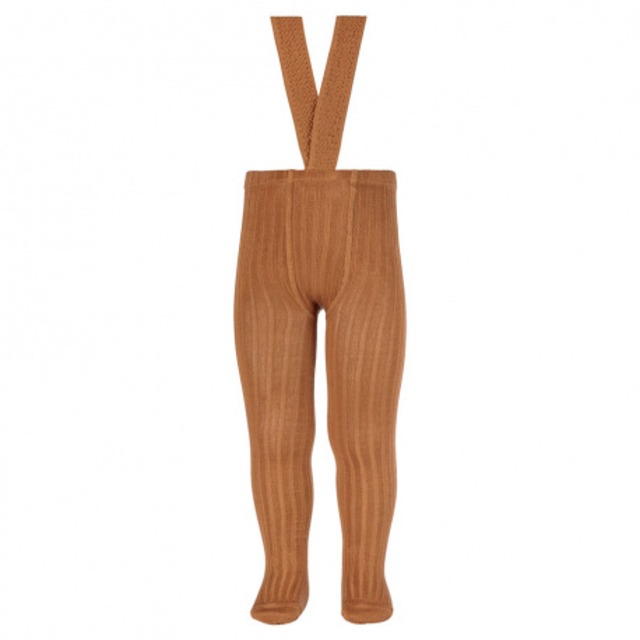 Condor Rib tights with elastic suspenders【12-24M】Cinnamon