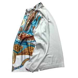 vintage HERMES silk switching cashmere brend knit shirt “Festival”