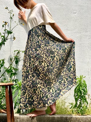 70’s vintage “Indian cotton skirt” “beige×navy×green”