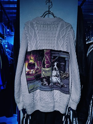 【D4C】"70's vintage Art"handmade embroidery docking fisherman's cardigan