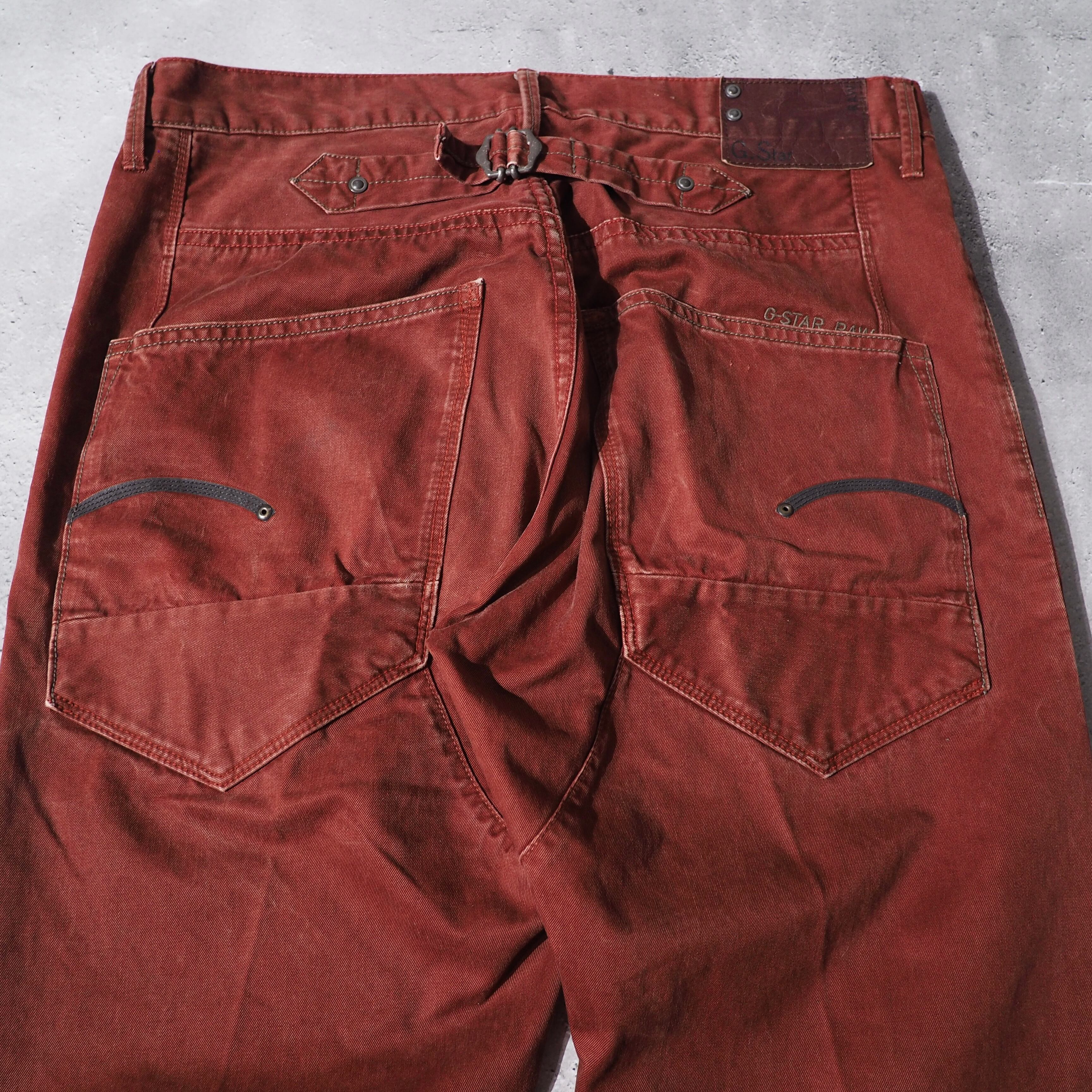 2000s ” G-STAR RAW ” Deep reddish brown dyeing cotton straight pants