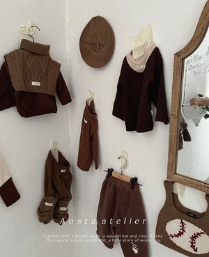 【Aosta】 レイヤードT／ブラウン×ベージュ（70–110cm）