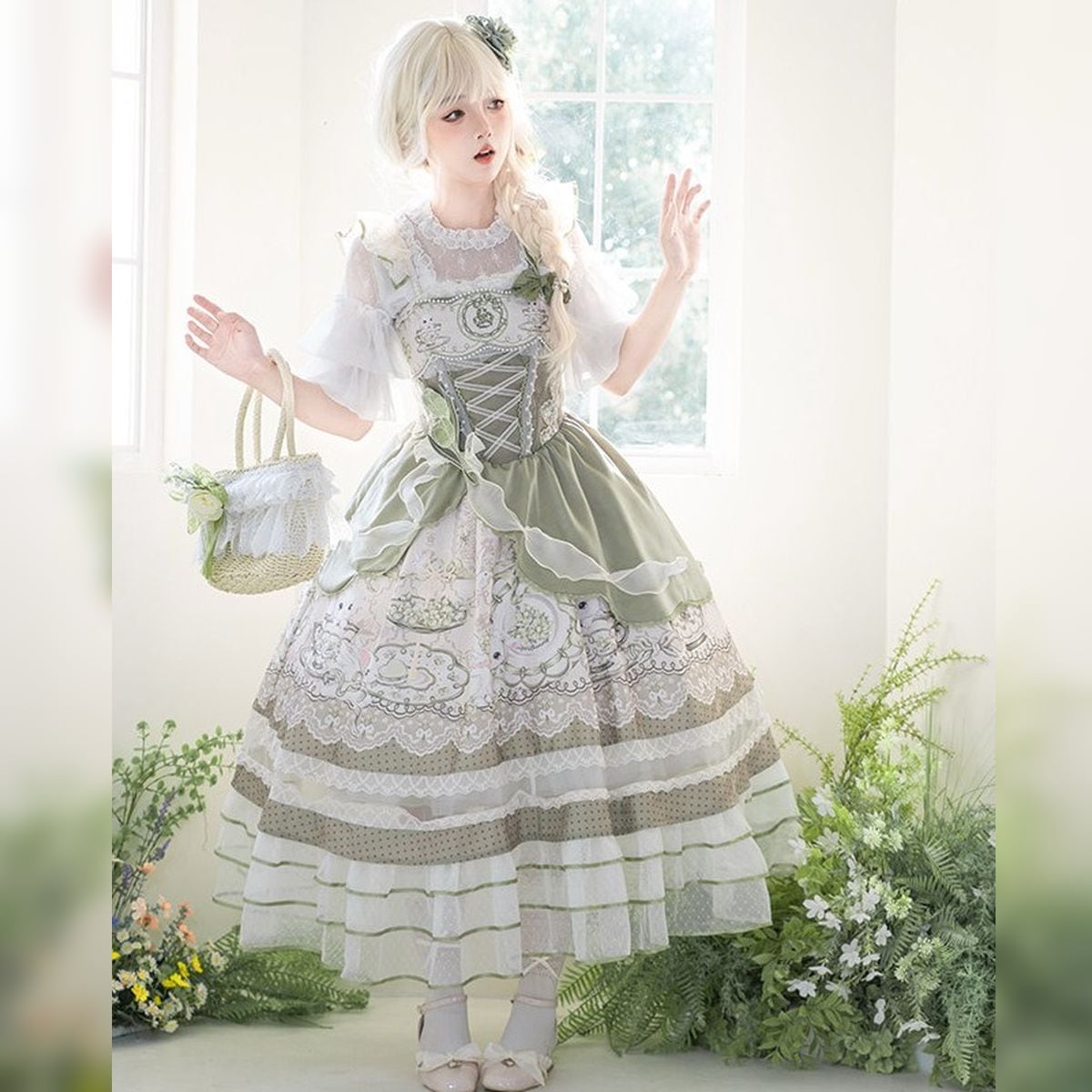 新緑のワルツ・ティアードフリルフォレストジャンパースカート