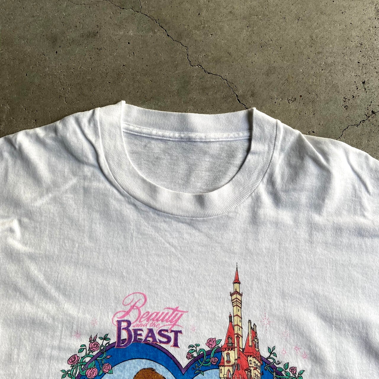 90年代 Disney ディズニー Beauty and the BEAST 美女と野獣 キャラクタープリントTシャツ メンズXL相当 古着 90s  ヴィンテージ ビンテージ シングルステッチ ホワイト 白【Tシャツ】【SS2207-30】 | cave 古着屋【公式】古着通販サイト