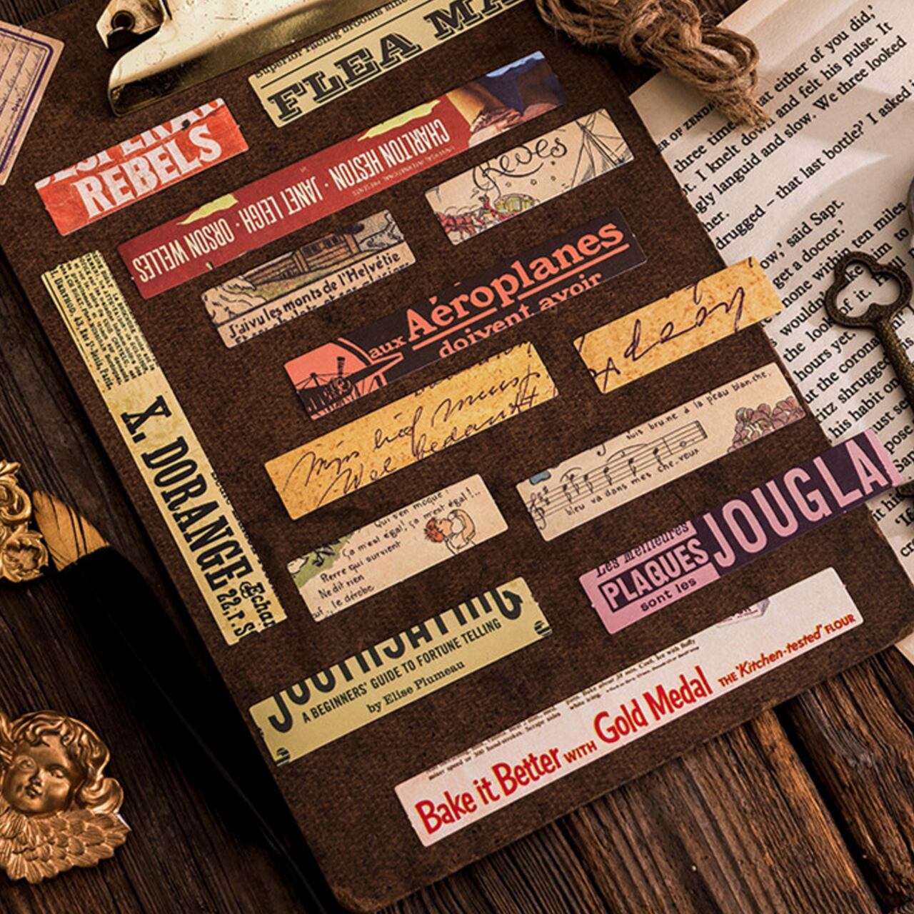 シール 英字 ステッカー レトロ パック 英語テキスト 装飾 全6種 海外 コラージュ素材 N09 Classy クラッシー