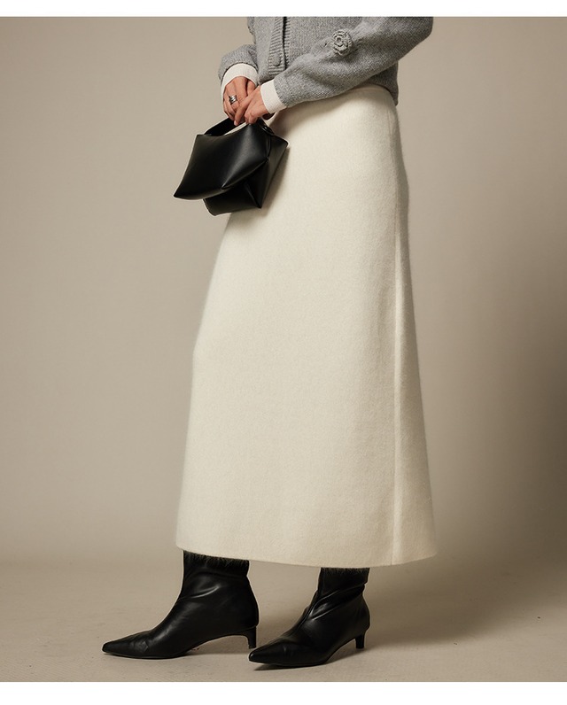 ウールAラインニットスカート n09