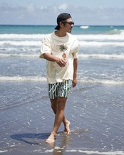 【#Re:room】DESERT CLUB PALM TREE PRINT T-SHIRTS［REC858］