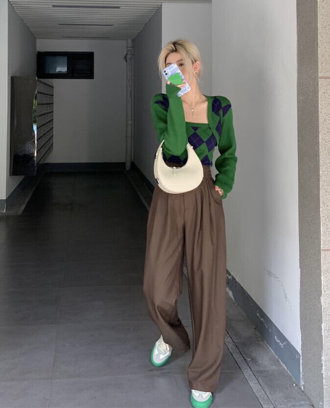 スタンダードオータムニットブラウス レトロ ストリート 秋物 モンロー79256176607