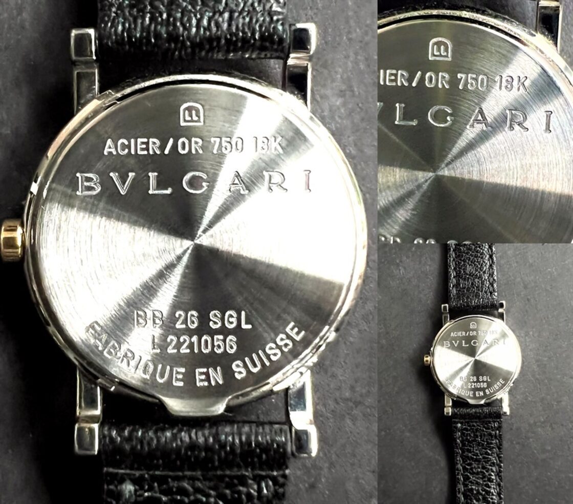 BVLGARI ブルガリ ブルガリ K18 YG ゴールド レザーベルト ブラック 
