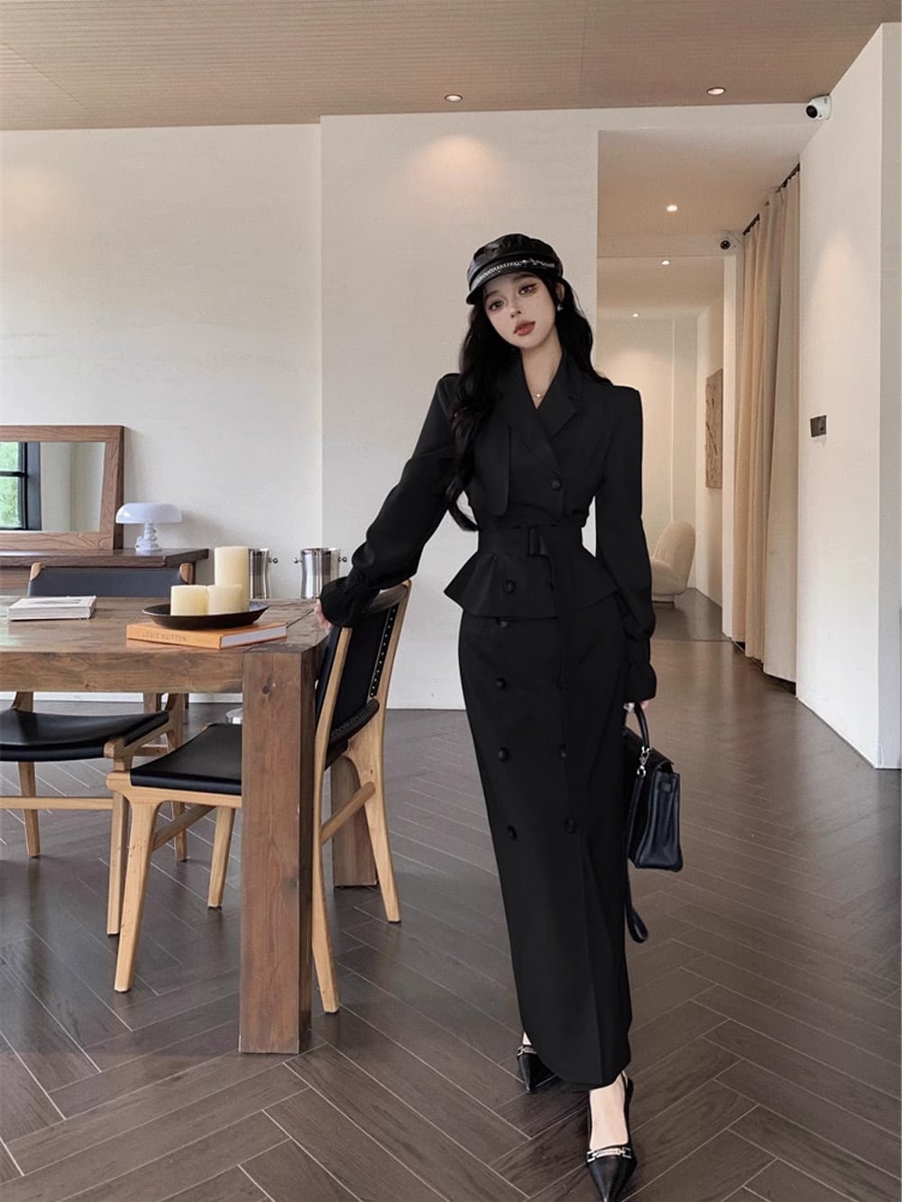 韓国大人コーデトレンチトップコート&ロングスカート 韓国大人コーデトレンチトップコート&ロングスカート