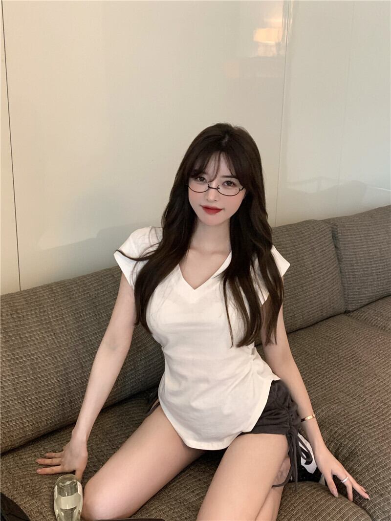 ショートTシャツ サマー薄手ホワイトノースリーブ 夏物 ピュア ブラックストロベリース40269558645