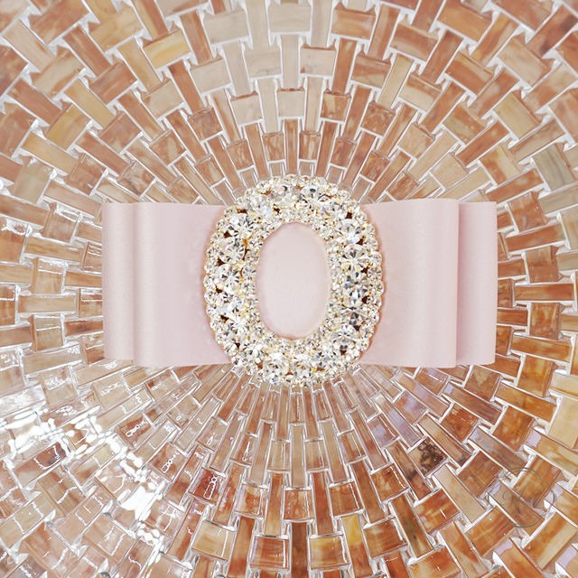 【M- size】Amin by w.a luxe クリスタルサテンバナナクリップ pink clear stone