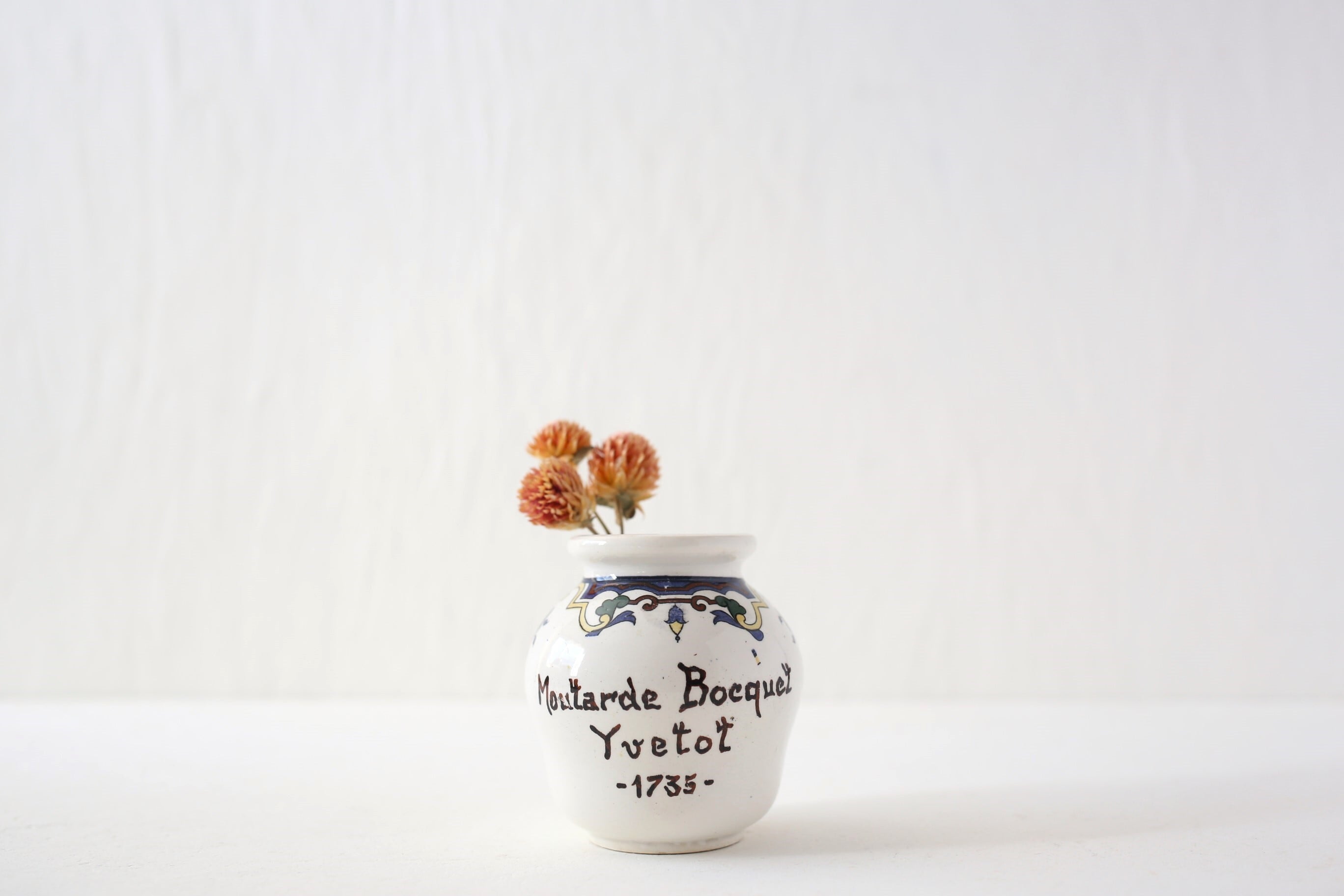 フランス アンティーク ヴィンテージ DIGOIN SARREGUEMINES サルグミンヌ マスタードポット 『Bocquet』 N-04590