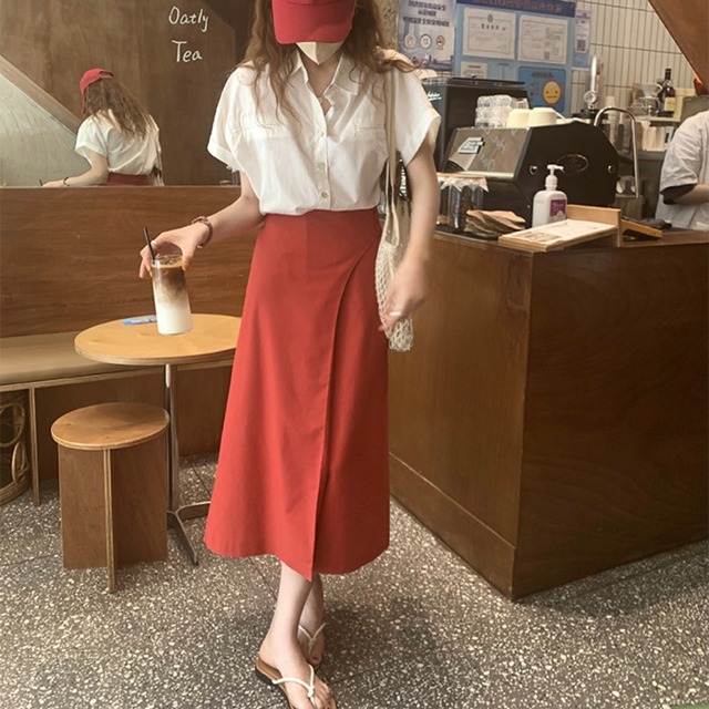 リネンスリムAラインスカート　A0662