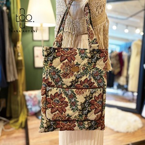 ブラウンゴブランキルティングトートbag