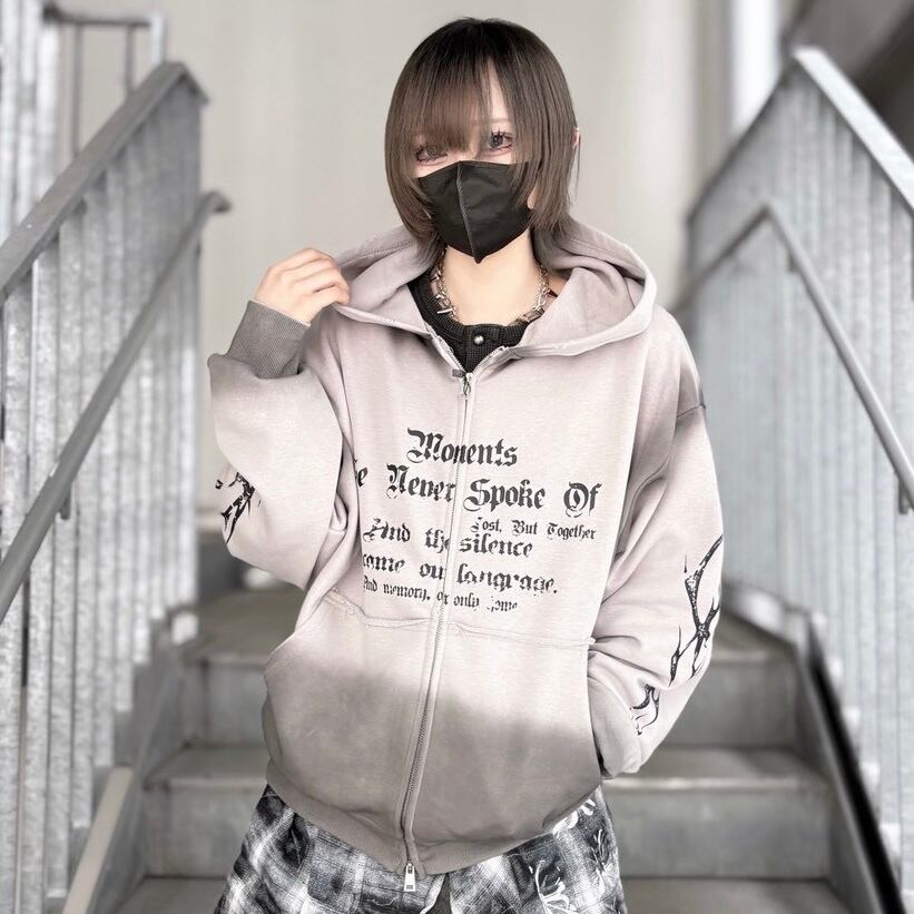 【CANDY SELECT】スプレーZIPパーカー 230327 サブカル 地雷系 グランジ ストリート メンズ レディース ユニセックス