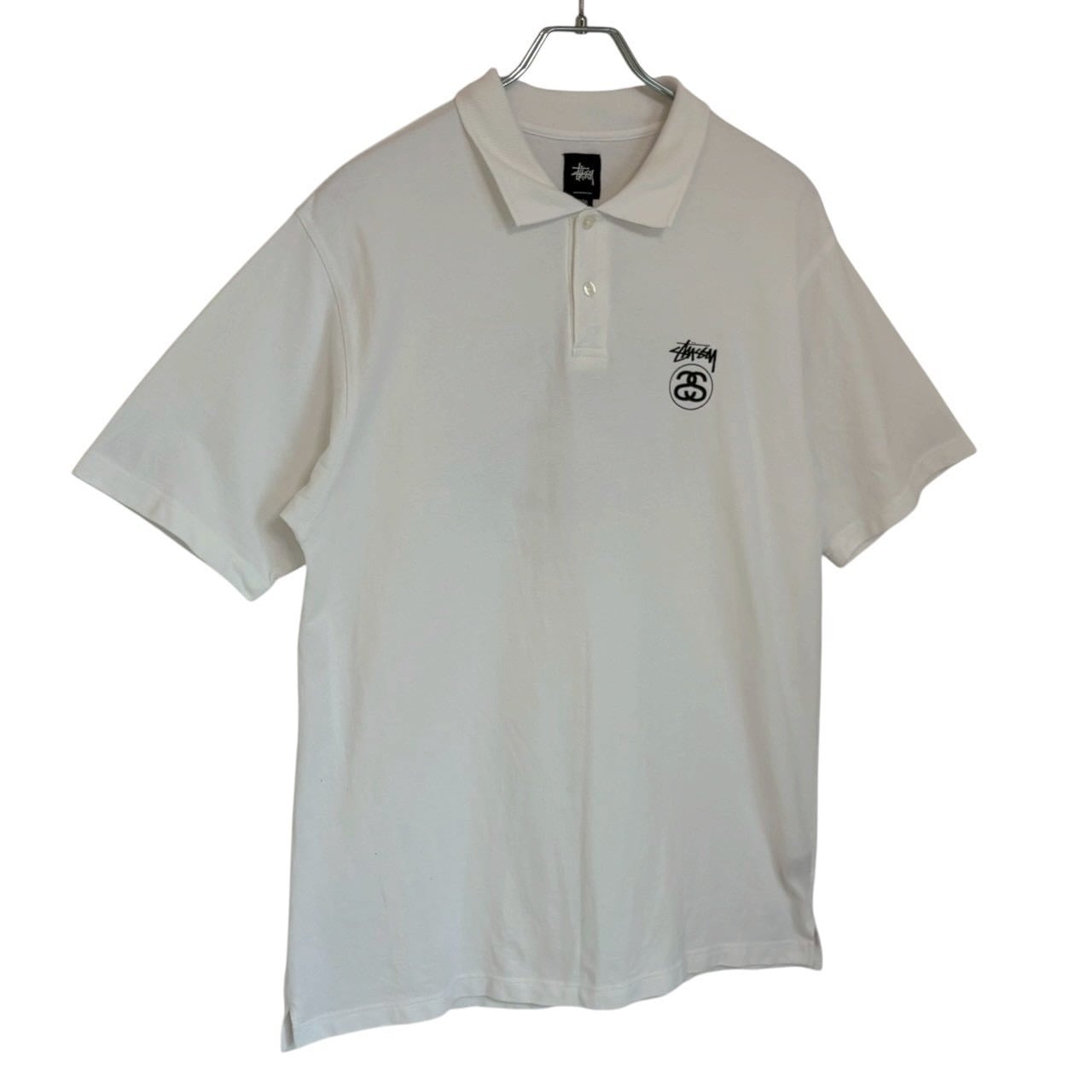 stussy ステューシー ポロシャツ L バックロゴ プリント シャネルロゴ