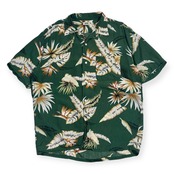 80s JUNMEN ジュンメン ボタニカル レーヨン 半袖 アロハシャツ/グリーン系 メンズ ビンテージ