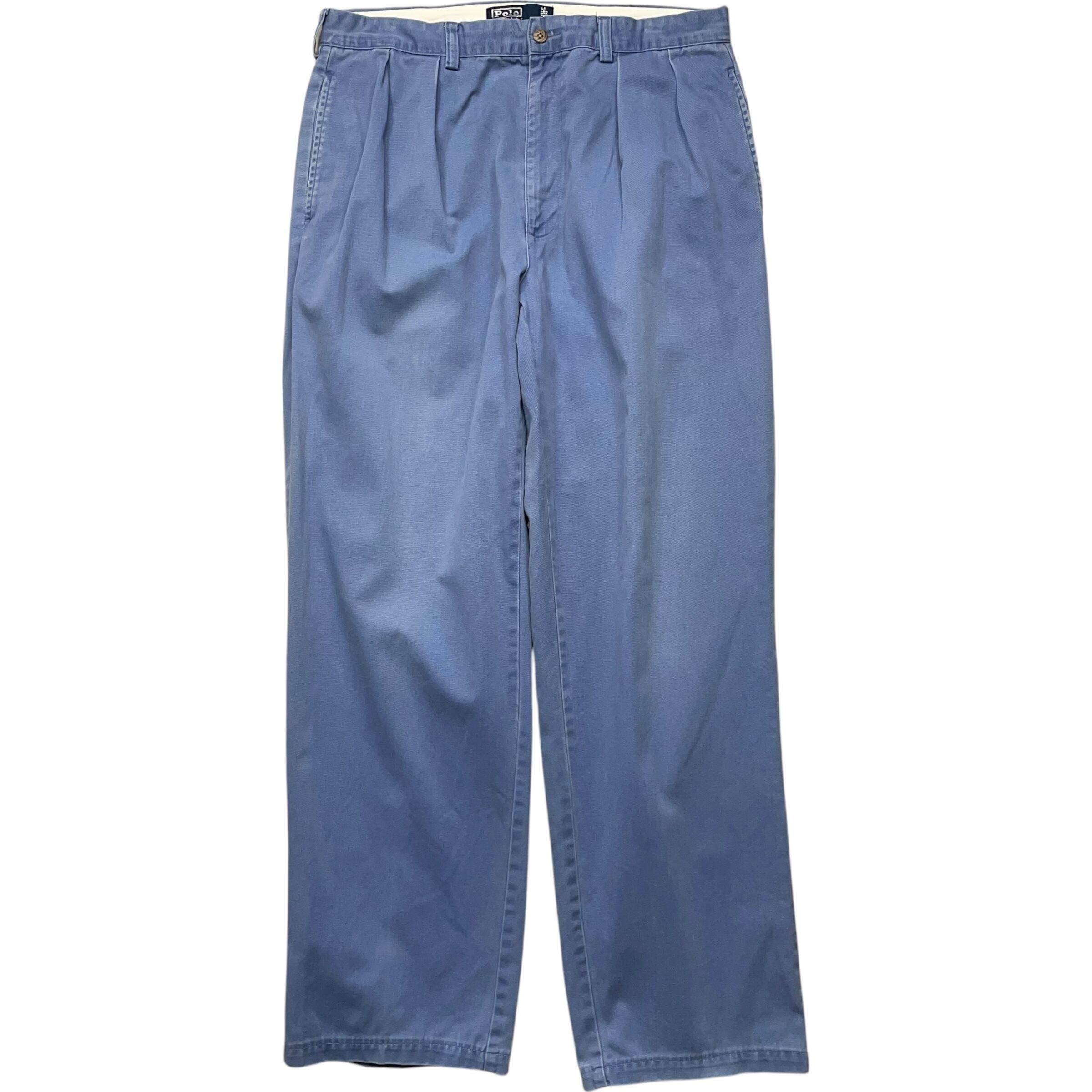 《実寸 W34L31》 Ralph Lauren ラルフローレン ANDREW PANT ポロチノ ツータック ライトブルー no.6278