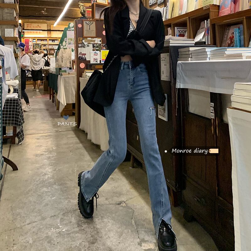 スリム薄手ジーンズ パンツ レッド モンロー59463615259