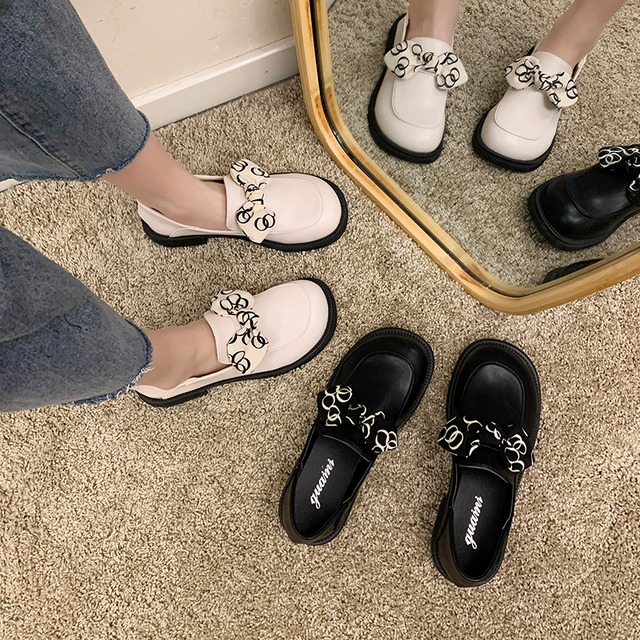 スタンダードレザーリボンブラックシングルオータム 靴 シューズ レトロ 秋物 部族の婦人靴3564789709