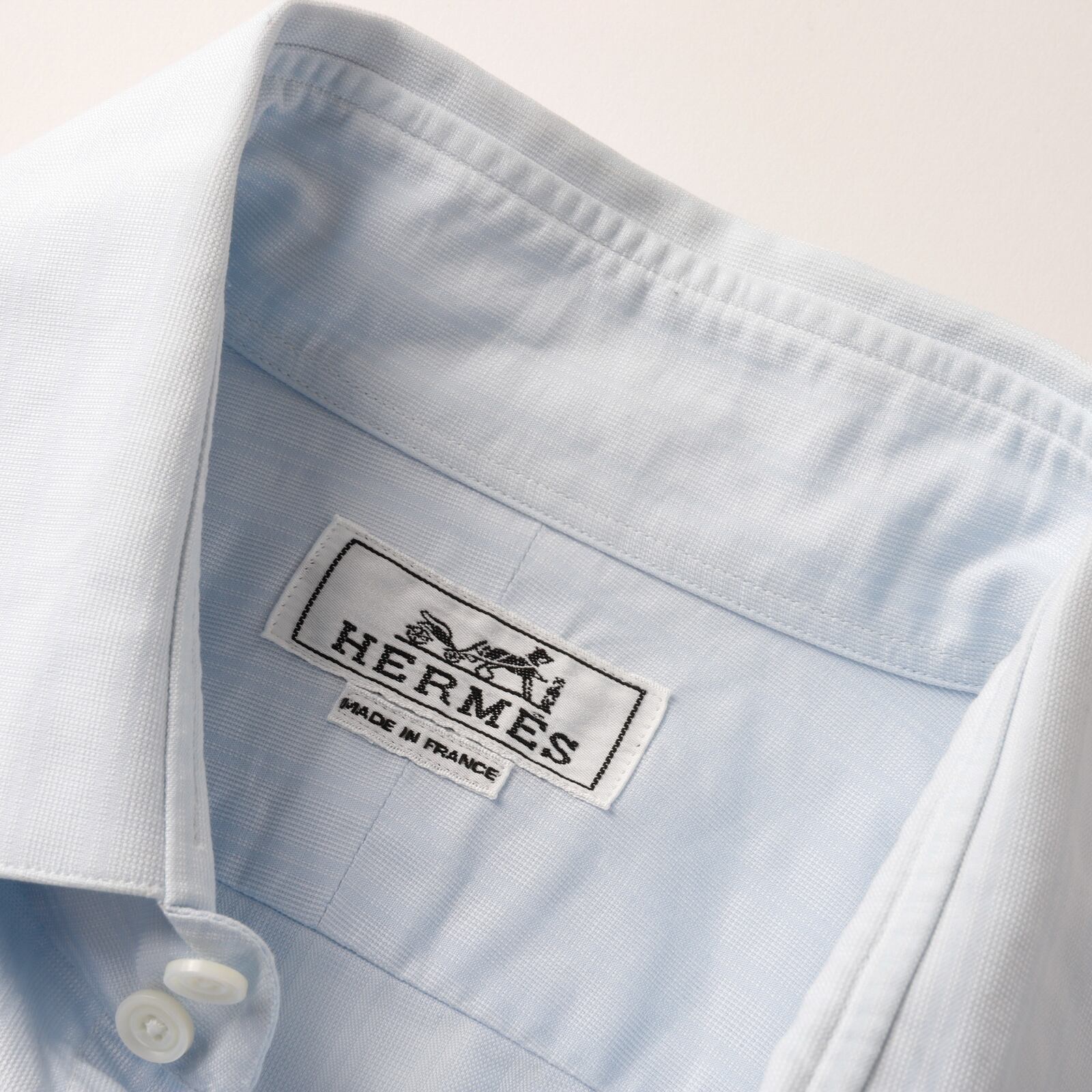 定価10万】HERMES special broad cotton Blue stripe shirt made in  