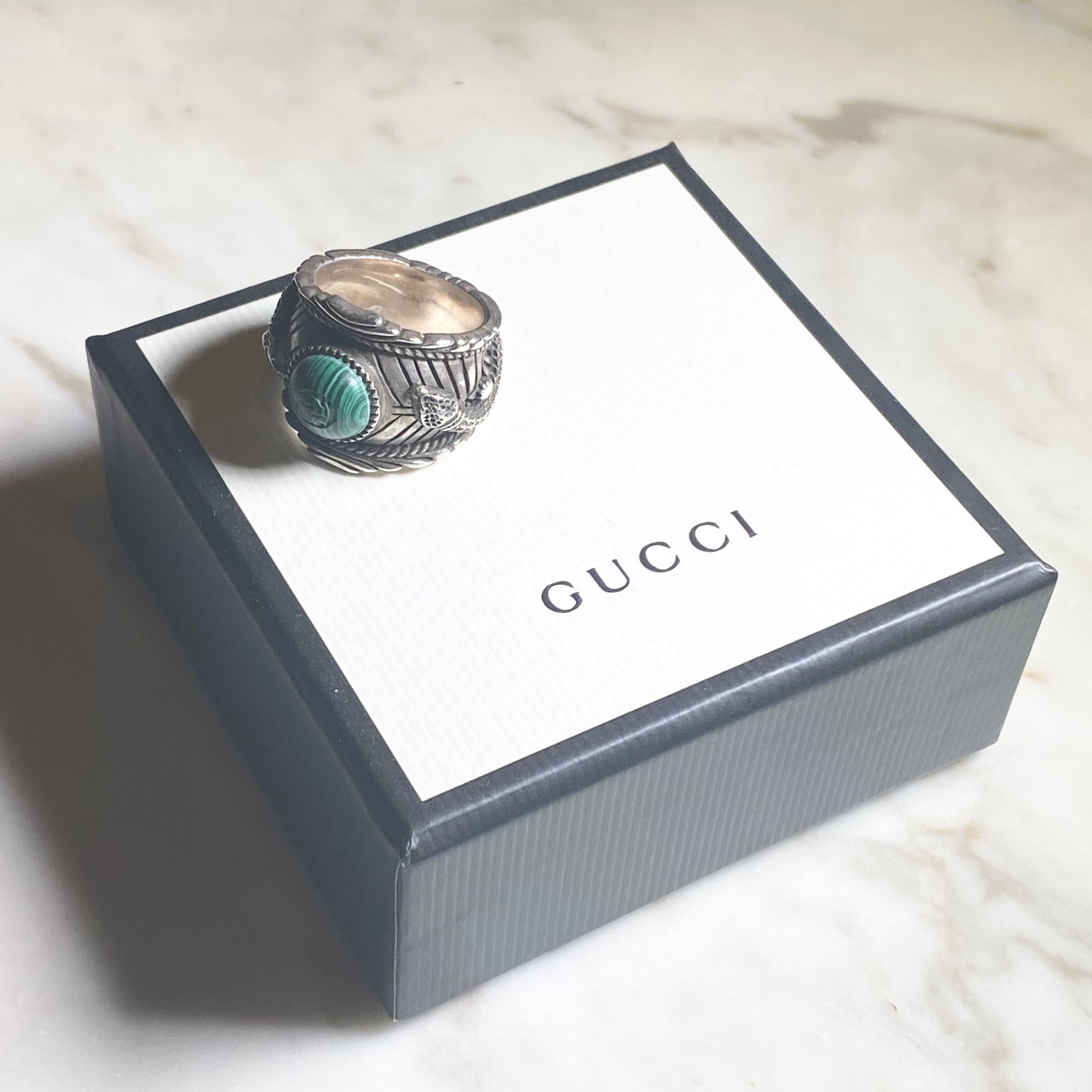 GUCCI silver ring set with malachite | Pay ID