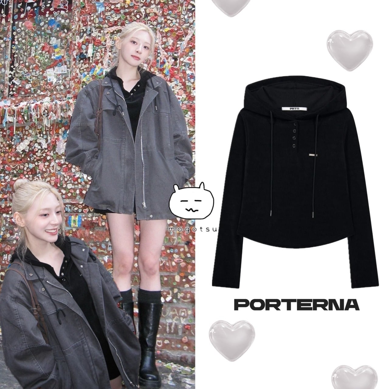 ☆aespa カリナ 着用！！【WKNDRS】BASEBALL SCRIPT ZIPUP HOODIE