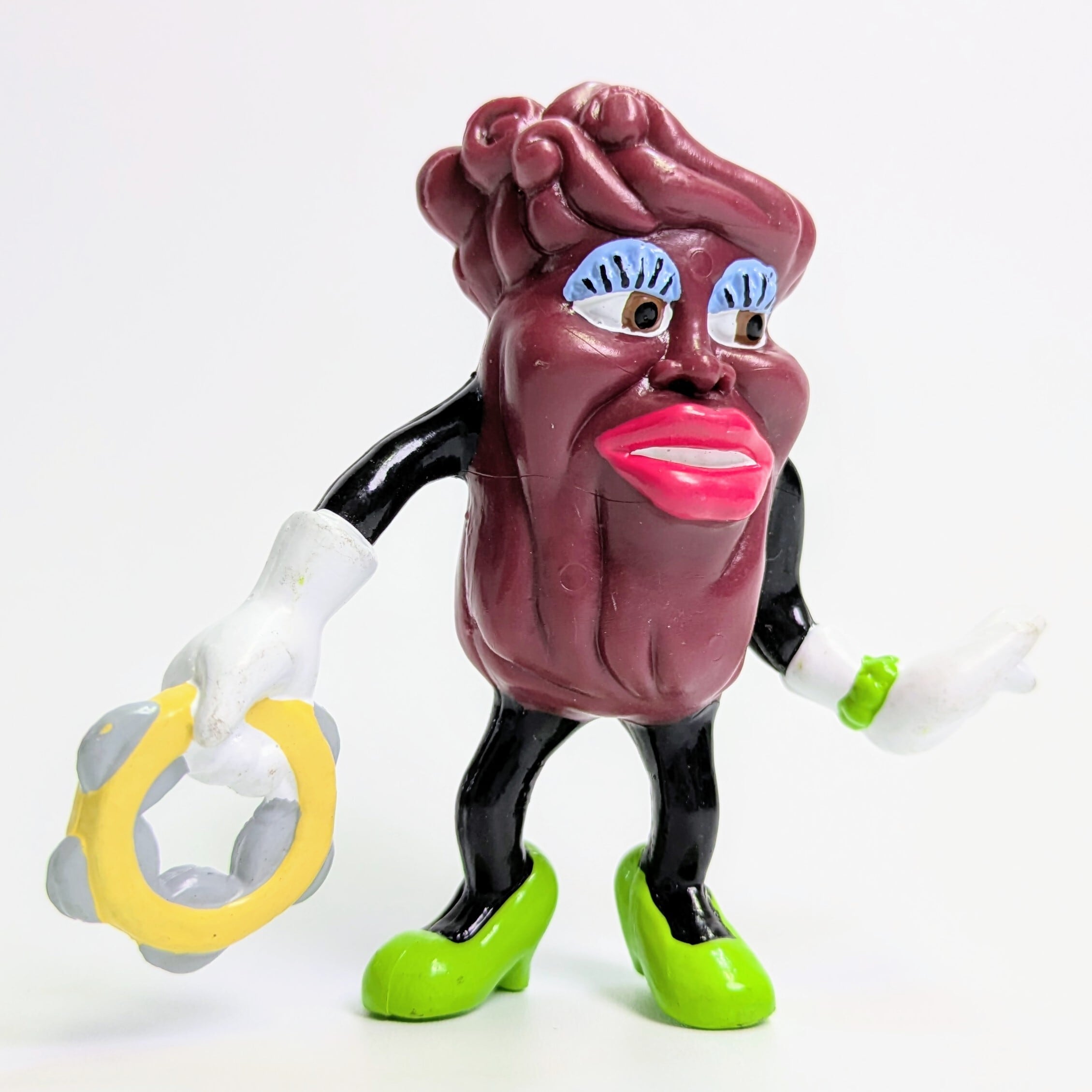 ☆ VINTAGE ☆ 1988年製【California Raisins(カリフォルニアレーズン)】 Ms.Marvelous タンバリン 黄緑のパンプス PVC フィギュア ビンテージトイ 〚アメリカン雑貨 アメトイ〛