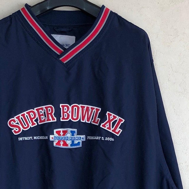 【Mサイズ】00's Reebok "SUPER BOWL XL" 大きめサイズ プルオーバー ジャケット