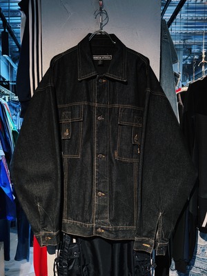 【D4C】90's vintage over size black denim jacket