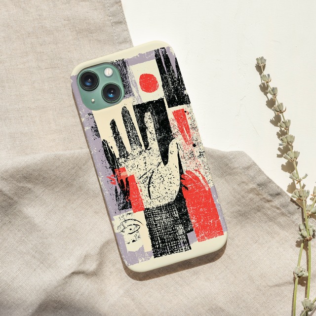 受注生産 iPhoneケース 赤黒ブラシのZINEコラージュ｜紙もの風 ZINE022A
