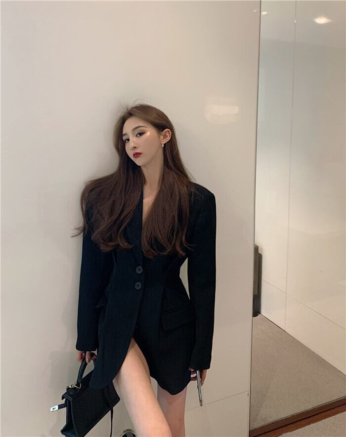 ジャケット ブラックルーズスタイルウェストカジュアルスプリング 春物 ブラックストロベリース50941131031