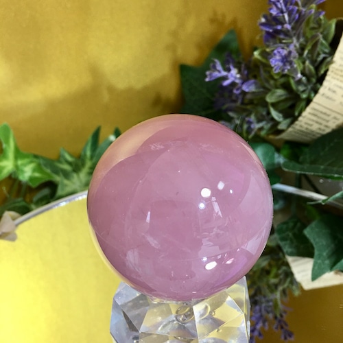 【超美品(一点もの)】ディープローズクオーツ丸玉(「慈愛」「愛されています」「愛することができます」 大天使カマエル・大天使アリエル・女神アフロディーテ)