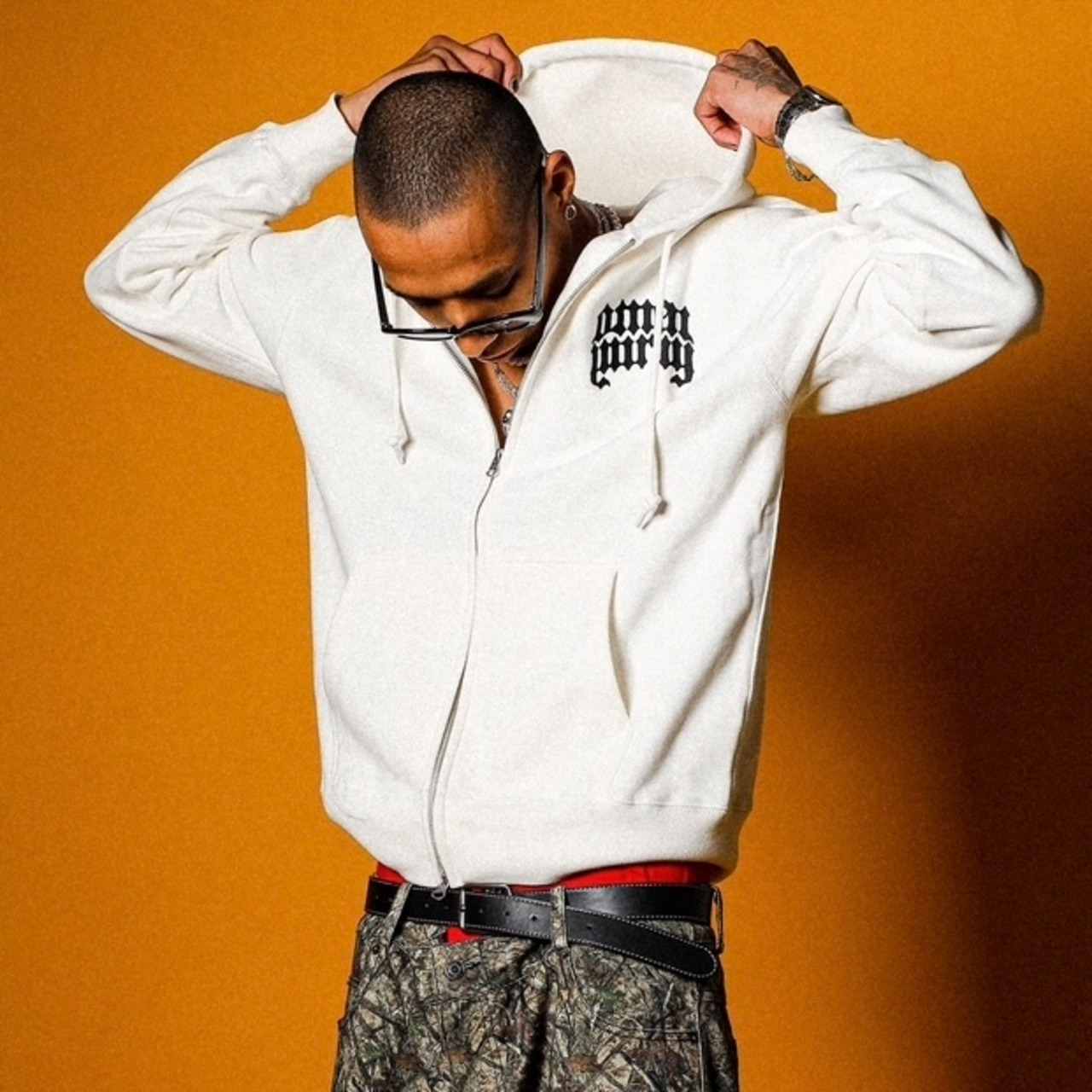 BLACK LETTER LOGO HEAVYWEIGHT ZIP HOODIE