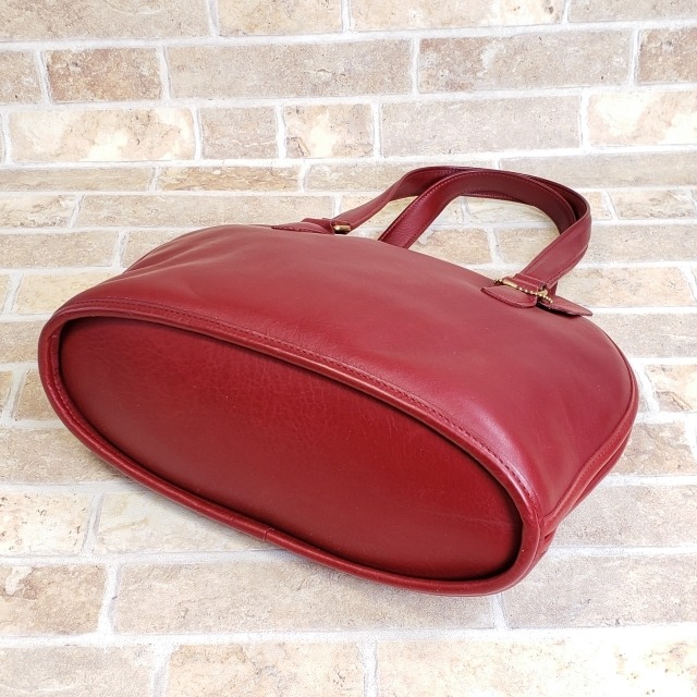 オールドコーチ ☆ USA製 レザー ボストンバッグ レッド 自立OK COACH 