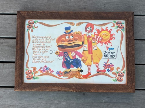 70s McDonald’s PLACE MAT FRAMING MAYOR McCHEESE