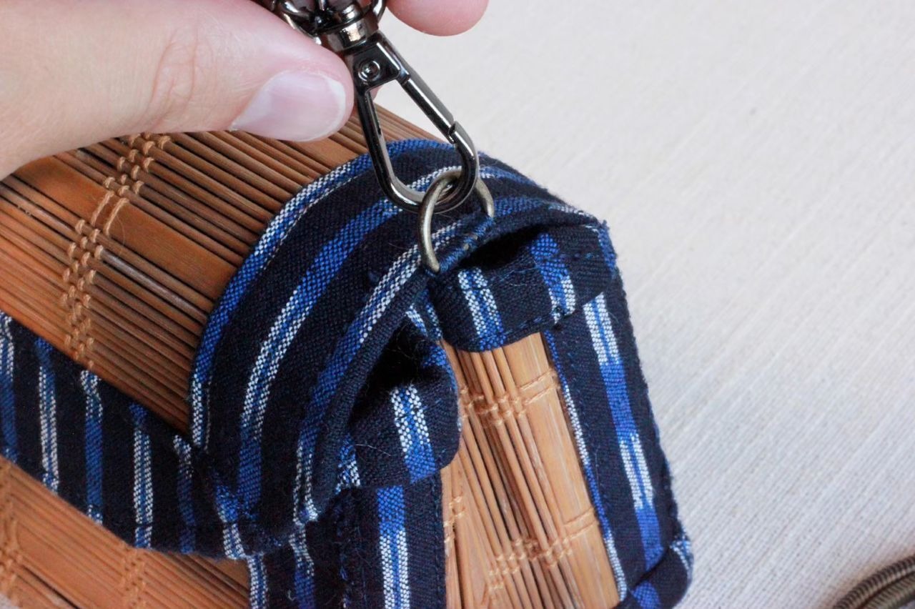 【クラッチバッグ】すだれ着物バッグ 久留米絣×すだれ Mikanbag