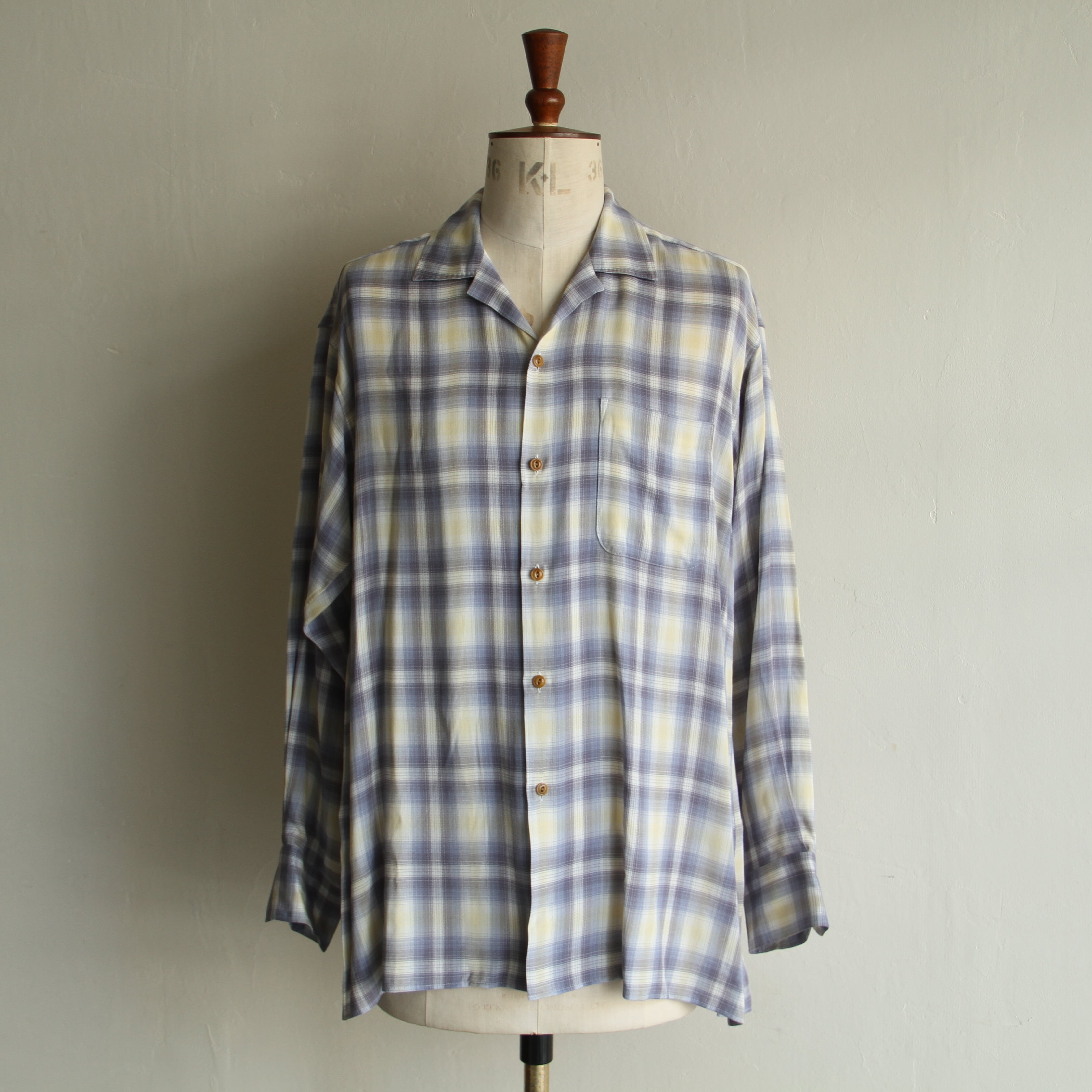 MAATEE&SONS Open collar shirt " Rayon silk white ombre "